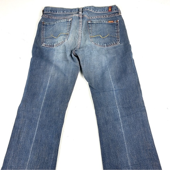 Seven 7 FOR ALL MANKIND Flare Jeans SIZE 29 Boot cut Distressed Knee Made USA - Picture 3 of 10